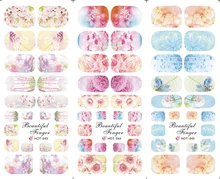 Hot Sale 3 IN 1 Water Transfer Nail Stickers Nail Art Decals Manicure Tips DIY Beautiful Flowers 3 Sheet In One Page HOT343-345