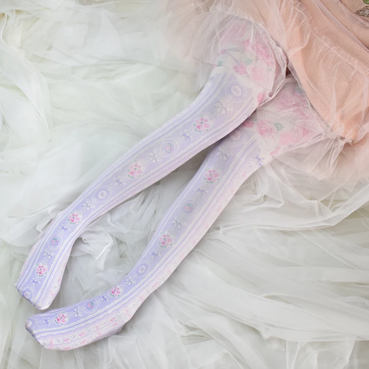 

Japanese style 80D Sweet Lolita tights white rose pattern stockSilk stockings 1order=1pc