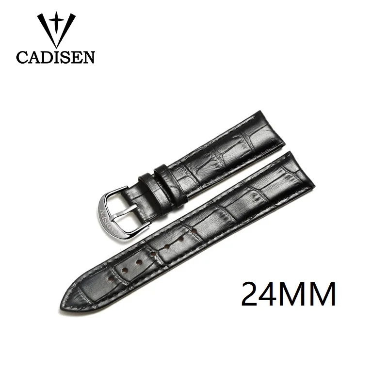 CADISEN New watch bracelet belt black watchbands genuine leather strap watch band 20mm 22mm 24mm watch accessories wristband images - 6