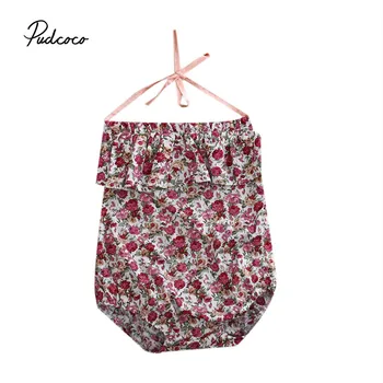 

Pudcoco Summer 2017 Newborn Baby Girls Infant Clothes Flower Backless Bodysuit Jumpsuit Sunsuit Set