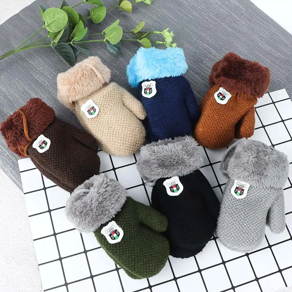 

1 Pair Cute Kids Thick Gloves Girls Boys Finger Full Children Mittens Children Winter Warm Gloves Unisex