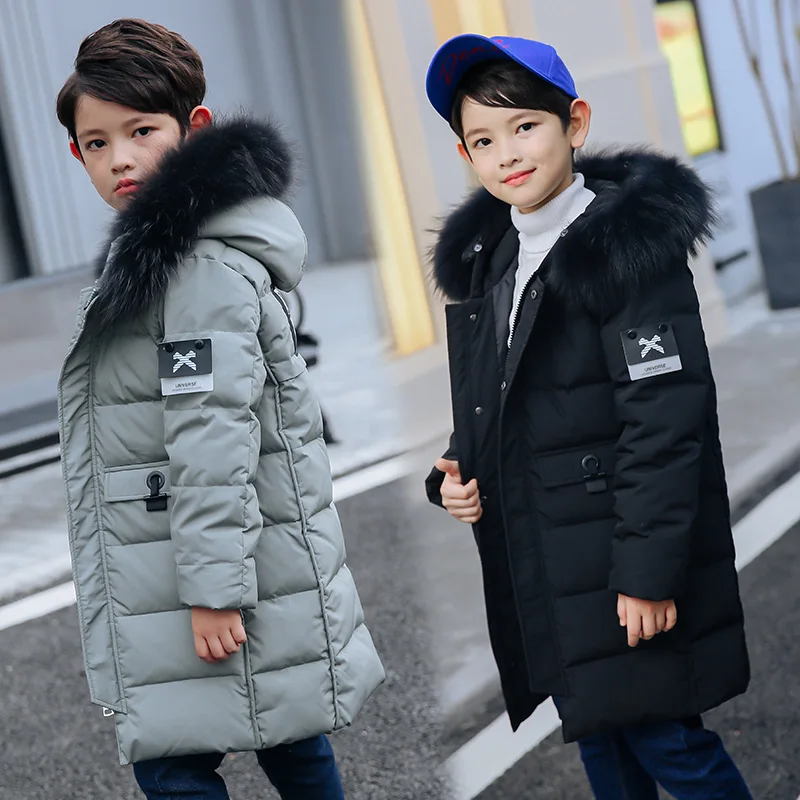 

OLEKID -30 Degree Russian Winter Down Jacket For Boy Long Big Fur Children Boys Winter Coat 3-12 Years Kids Teenage Outerwear