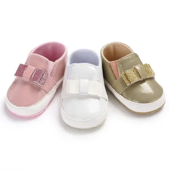 

New PU Baby Girls Baby Shoes Cute Newborn First Walker Shoes Infant Princess Soft Sole Bottom Anti-slip Shoes