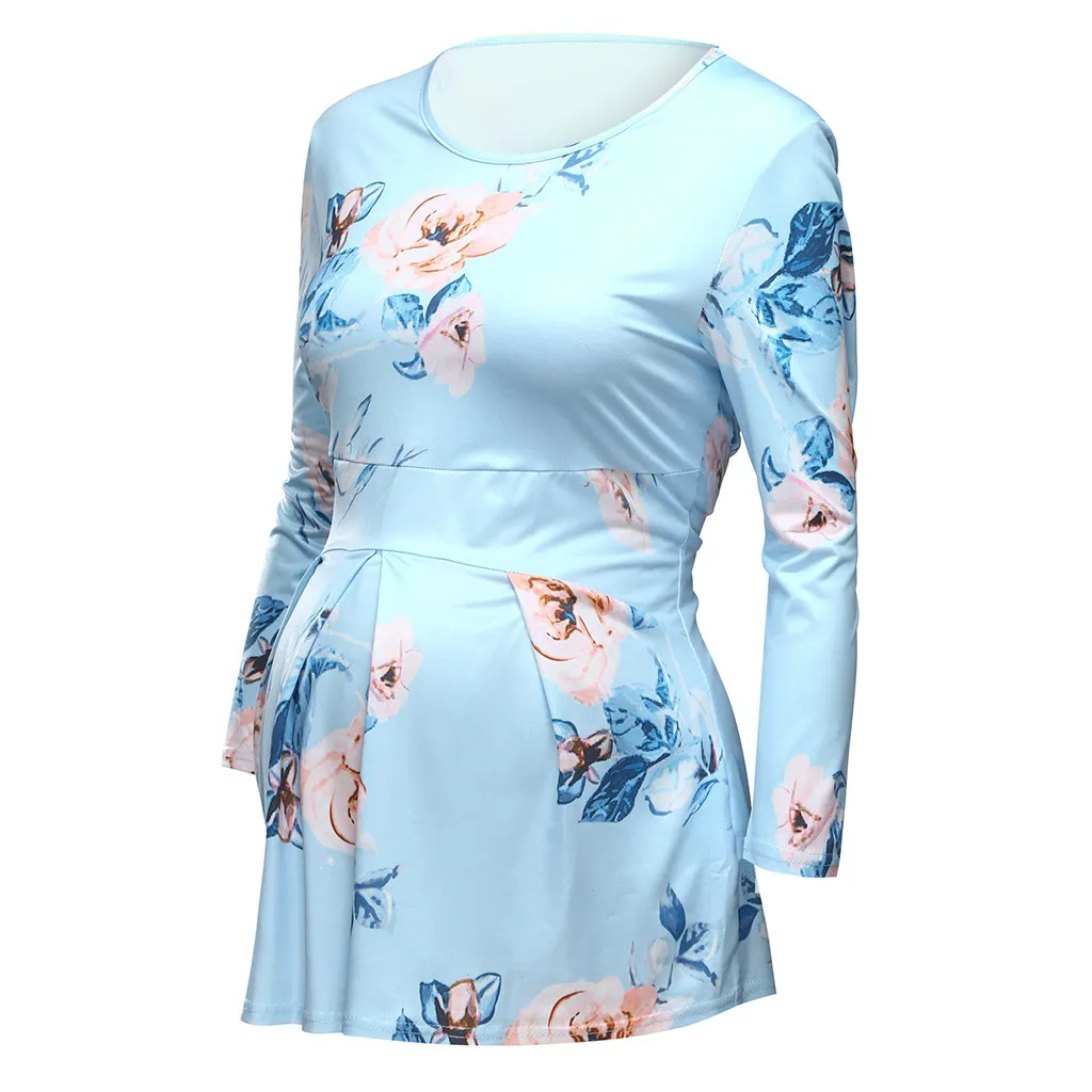 Футболка Femme с рукавами и цветочным принтом, топы для кормящих, Camisetas Embarazada, футболка для кормления грудью, Nusring, Одежда для беременных MAR7