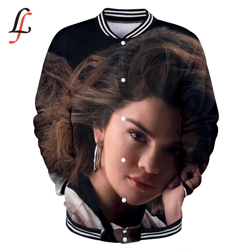 3D женские толстовки Selena Gomez Harajuku толстовки зимние бейсбольная куртка кэжуал Modis Kpop плюс размер XXXXL k-pop одежда