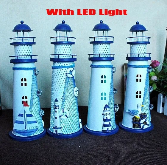 Маяк в средиземноморском стиле фигурка раковины рыболовные сети лампа креативный фонарь башня для украшения дома подарок