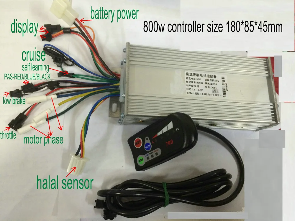 36v48v800w1000w контроллер и группы дисплей панели управления 790 с выключатель света