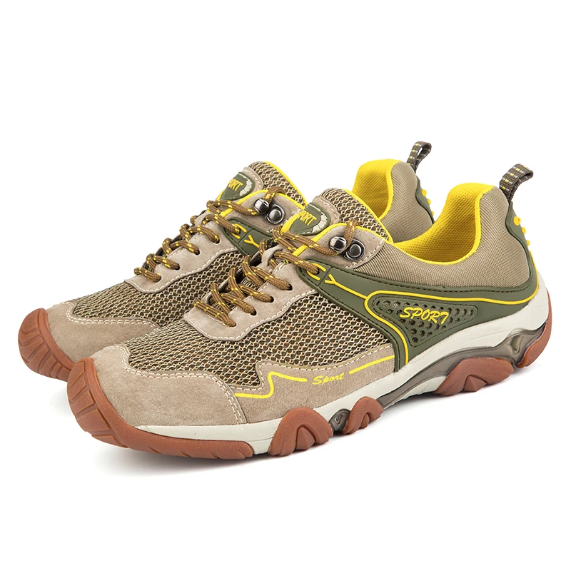 Мужская обувь для пешего туризма, противоскользящая обувь для альпинизма, обувь для занятий спортом на открытом воздухе, дышащая мужская Треккинговая обувь, водонепроницаемая Спортивная обувь - Цвет: Khaki2