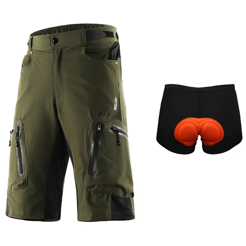 Одежда для велоспорта горные MTB шорты Мужская спортивная одежда для гор велосипедные шорты Джерси с нижним бельем - Цвет: Army Green With Pad