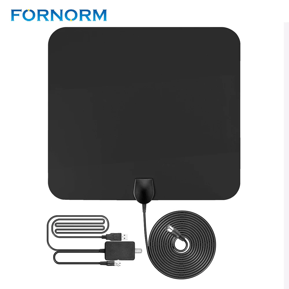 FORNORM HD tv с высоким коэффициентом усиления, 50 миль, плоский HD ТВ, усиленный внутренний цифровой ТВ антенна ATSC DVB ISDB, съемный усилитель сигнала