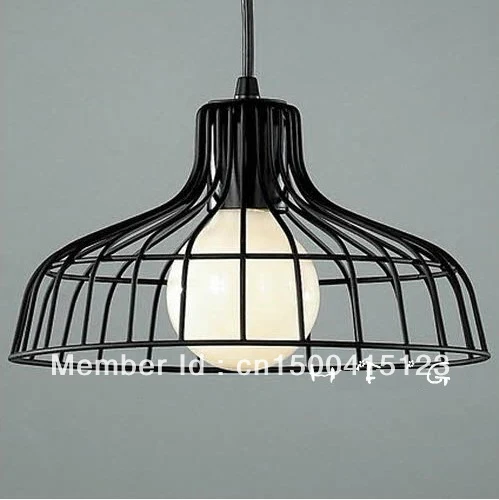 Industrial Black Wire Cage Shade Pendant Light Lamp Fixture