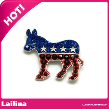 

Rhinestone Democratic Red, White & Blue Donkey Brooch Pin