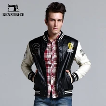 Kenntrice зимние Молодежные бейсбольные кожаные куртки мужские куртки для колледжа Мужская Верхняя одежда Manteau Homme PU кожаная куртка-бомбер