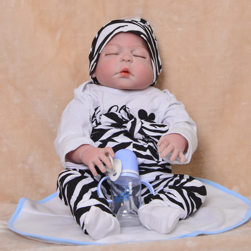 

Simulation Asleep Newborn Baby Doll 23'' Realistic Full Body Vinyl Silicone Reborn Dolls Babies For Boy Playmates Toys Can Bathe
