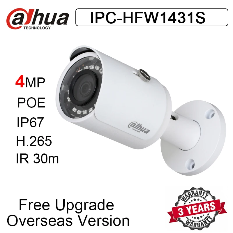 Dahua 4MP IPC HFW1431S наружная IR IP камера POE Водонепроницаемая 4mp английская версия замена