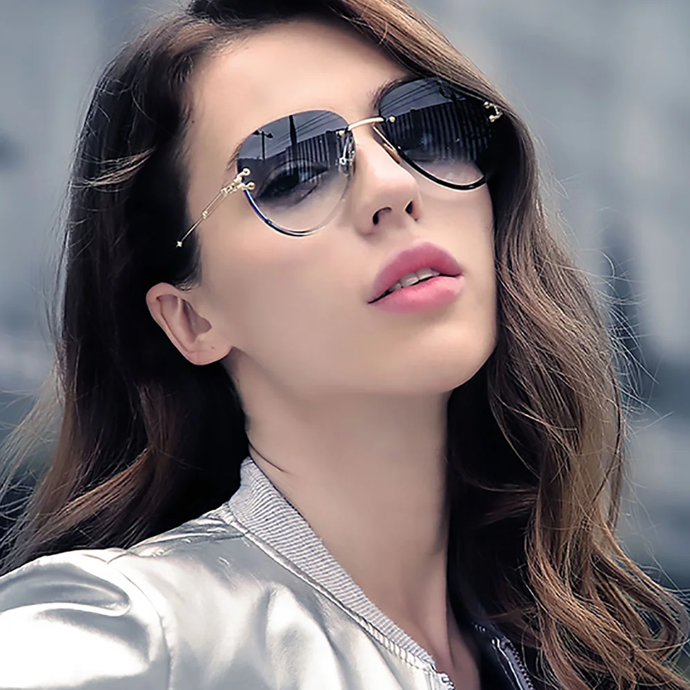 

Fashion Pilot Sunglasses Women 2020 Luxury Frameless Sun Glasses Men Shades UV400 Outdoor Ladies Sunglasses Zonnebril Dames Top