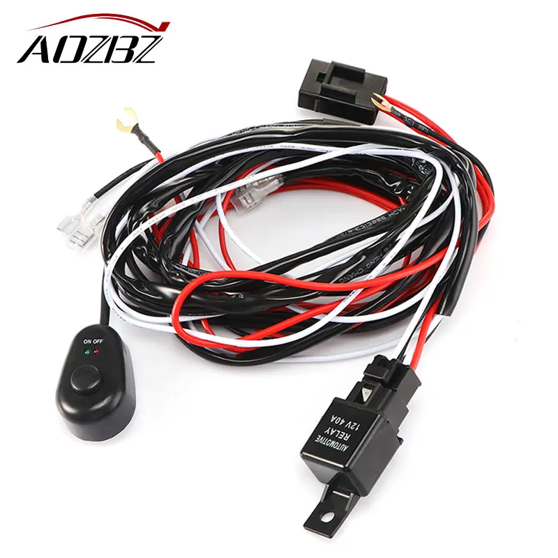 

Aozbz Universal 2 lead LED Light Bar Wiring Harness Kit for LED Driving light LED lamp fog light work light 12V 40A Switch Relay