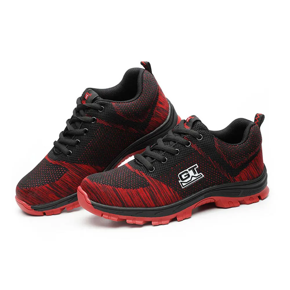 Уличная Мужская дышащая сетчатая противоскользящая стальная защитная обувь мужская прокалывающая рабочая обувь нестираемые ботинки - Цвет: GT01 Red
