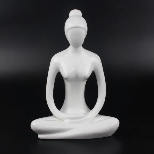Yoga Women Figurine Zen Garden Statues Ceramic Women Meditate Home