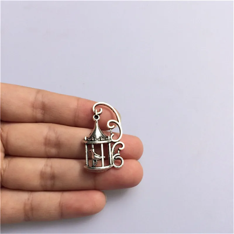 Alloy Antique Bronze Birdcage House Charms Metal bird cage Pendant 34x20mm 30pcs T277