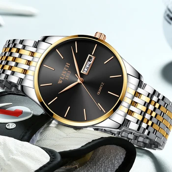 

Men Watch 2019 Luxury Brand Stainless Steel Slim Waterproof Clock Fashion Analog Week Calendar Quartz Business Male Wristwatches