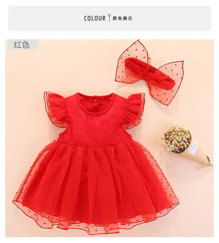 summer newborn baby dress princess style red white cotton lace baby dress wedding baptism baby clothes for baby birthday party