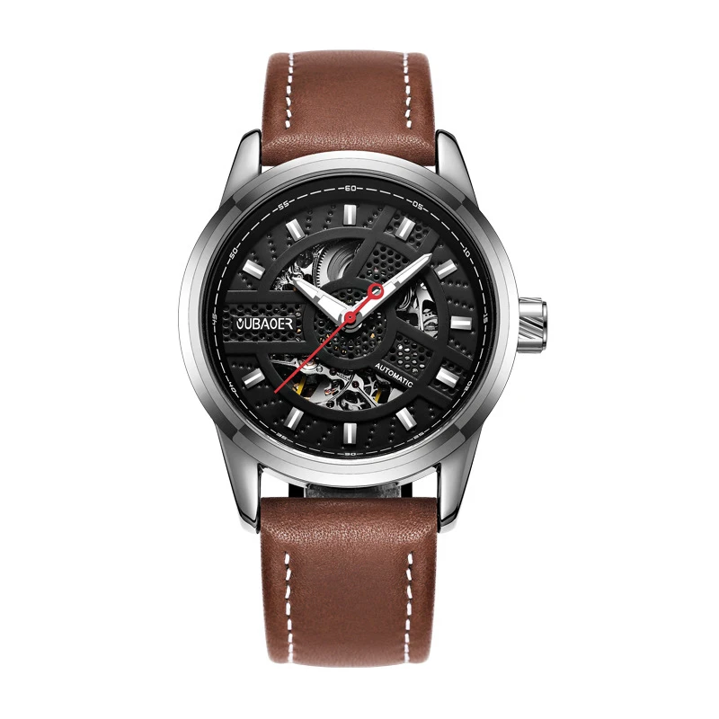 

2018 Men's Waterproof Mechanical Watch Casual Fashion Hollow Men's Automatic Mechanical Watch Leather Belt Watch Men's Gift