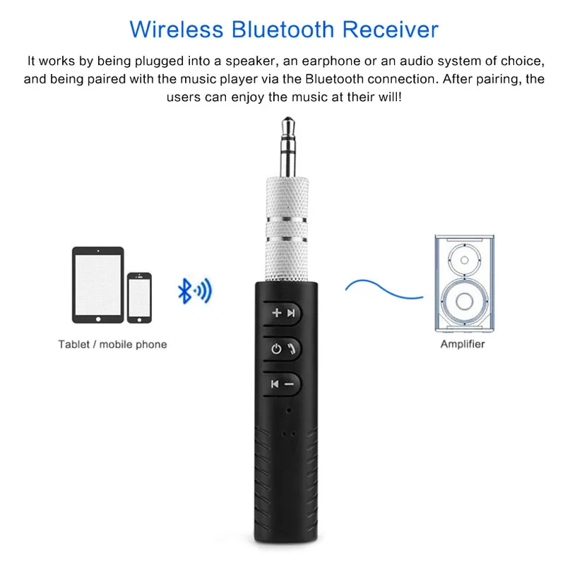 JaJaBor мини беспроводной Bluetooth AUX аудио музыкальный приемник автомобильный комплект Hands free 3,5 мм вспомогательный приемник адаптер Автоспуск с зажимом