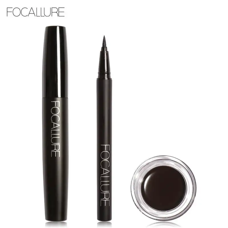 

FOCALLURE Pro 3Pcs Eyes Daily Makeup Use Black Eyeliner Mascara and Eyebrow Cream