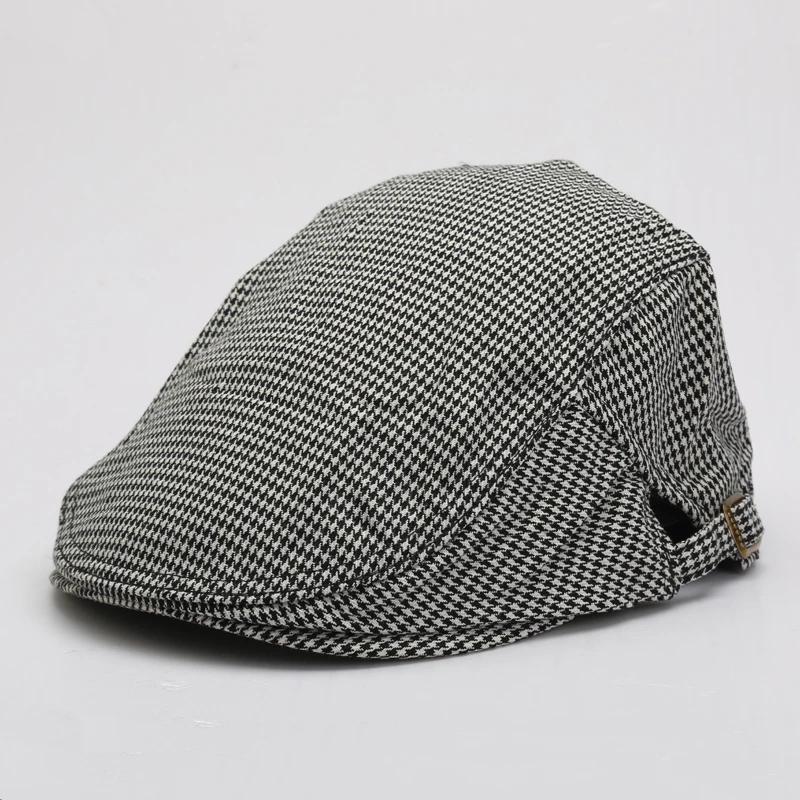 Artist style cotton berets caps hat with Diamond Houndstooth printing ...