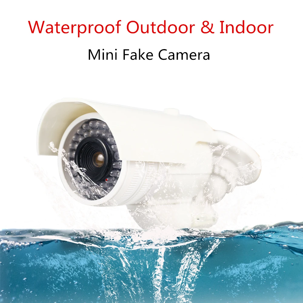 Поддельная камера водонепроницаемая наружная имитация безопасности пустышка камера видеонаблюдения пуля камера мигающий светодиодный светильник