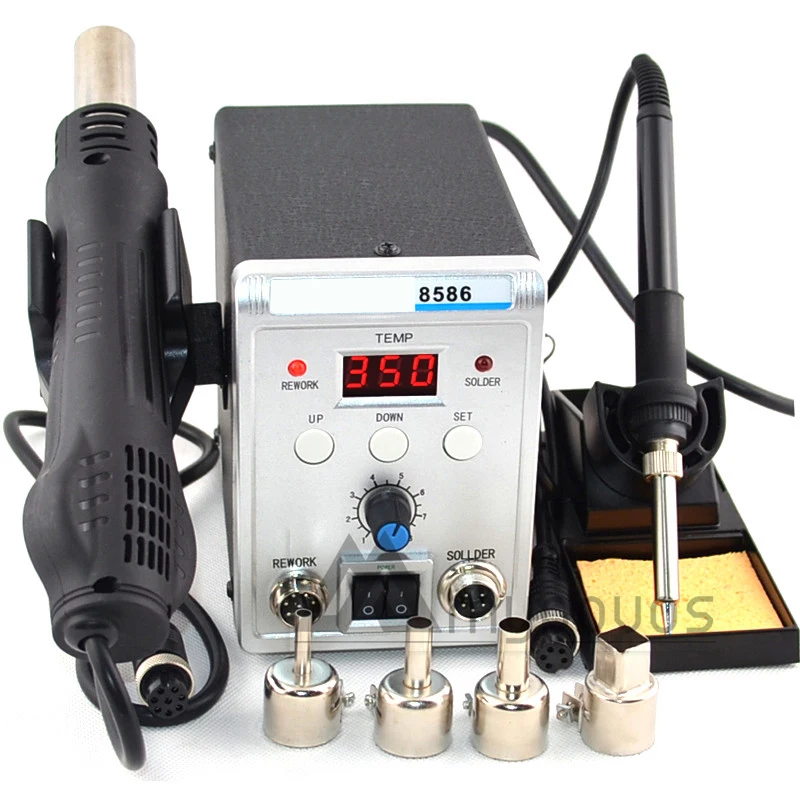 

750W upgrade8586 2 In 1 constant temperature ESD Hot Air Gun Soldering Station Welding Solder Iron For IC SMD Desoldering Rework