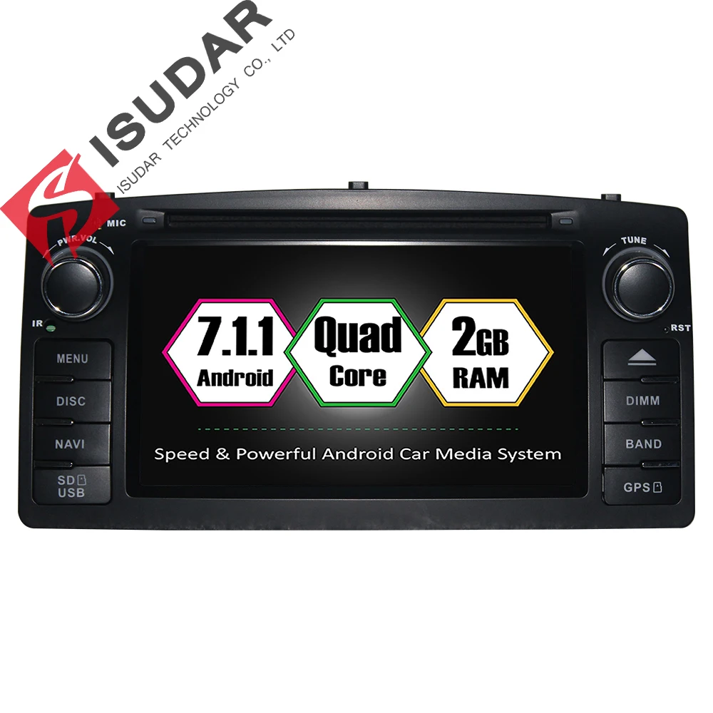 

Isudar Car Multimedia Player 2 Din DVD Automotivo Android 7.1.1 For Toyota/Corolla E120 GPS Radio FM 4 Core Ram 2G Rom 16G USB