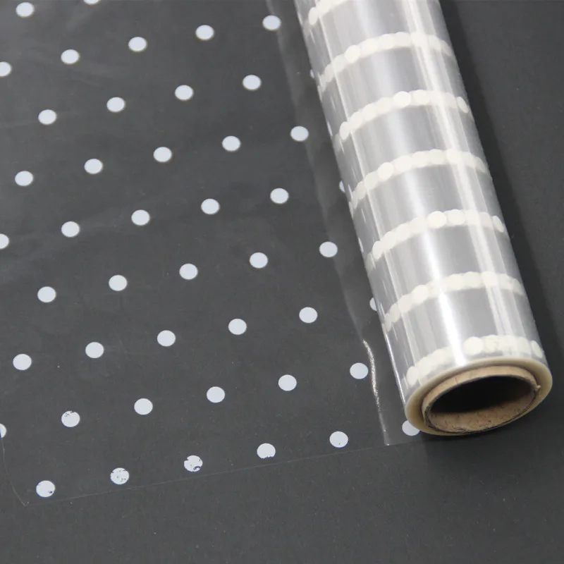 Kaufen 20m Weiß Punkte zellophan Cello Film Design Klare Polypropylen Geschenk Korb Wrap Füllstoff bopp film Roll