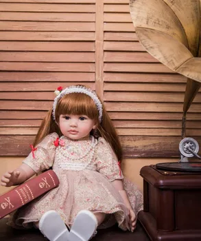 60cm Silicone Vinyl Reborn Baby Doll Toys Lifelike Fashion Baby Girls Birthday Gift Princess Dolls Collection Play House Toy lifelike blue eyes 18 inch girl american doll full vinyl princess dolls with blue nursing clothing set children birthday gift