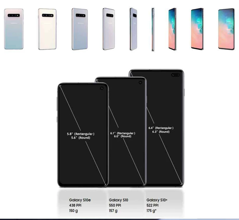 Samsung Galaxy S10 G9730 Dual Sim разблокированный мобильный телефон Snapdragon 855 Восьмиядерный 6," 16 МП и 12 Мп 8 Гб ram 512 ГБ rom NFC