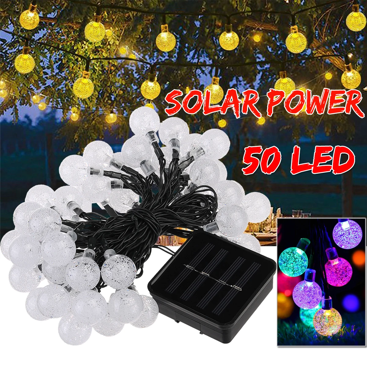 Waterproof 50 LED Solar Garlands Solar Lights Lamp Outdoor Fairy Solar Christmas Party Garden