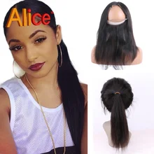 9A Top Human Hair 360 Lace Frontal Band Brazilian Straight Frontal Customized Lace Frontal Brazilian Virgin Hair Frontal Closure