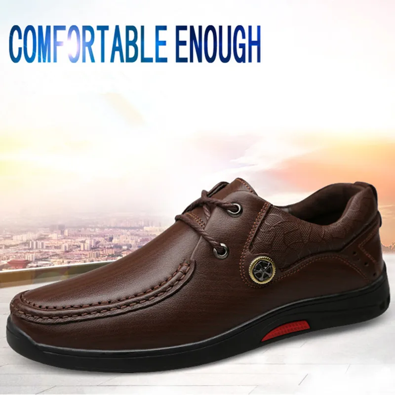 

Brand Men Casual Shoes Genuine Leather Men Shoes Lace-up Breathable Soft Autumn Casual Flats Formal Shoes