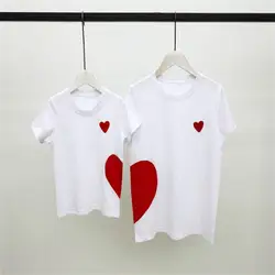Летние одинаковые комплекты для семьи, футболки с принтом «Love», одноцветная детская одежда для отдыха с короткими рукавами