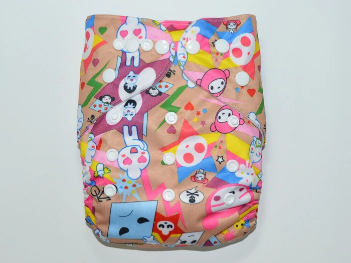 Adorable Fox Doll Print Washable Baby Cloth Diaper Nappy with 1PC Microfiber Insert FT77