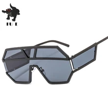 FU E брендовые модные черные цельные металлические солнцезащитные очки для женщин, большие размеры, крутые солнцезащитные очки для вождения, квадратные мужские солнцезащитные очки