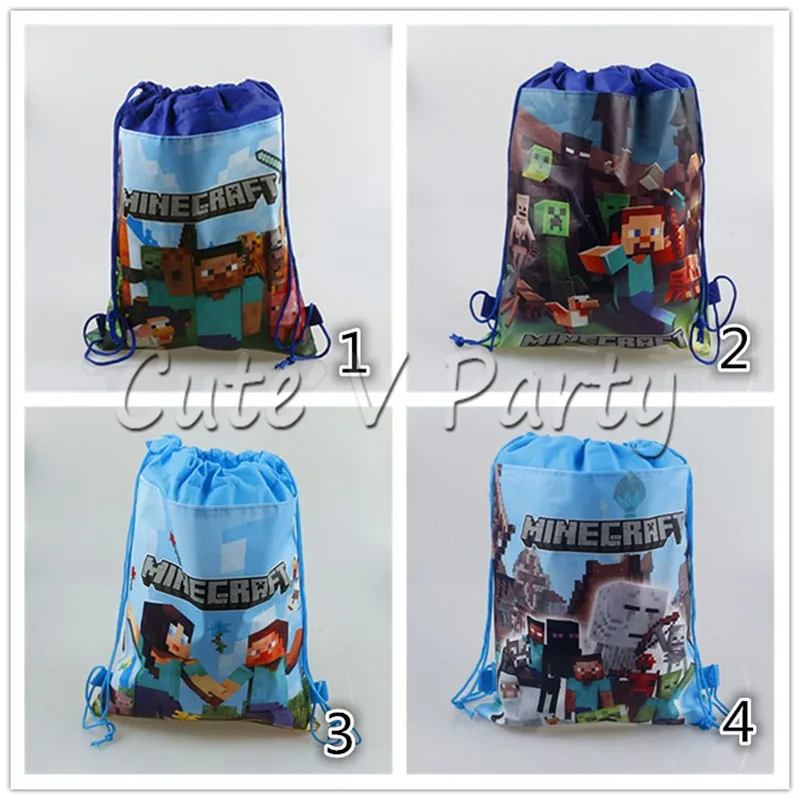 Minecraft Cartoon Drawstring Bag Non woven Fabric Bags School Swimming