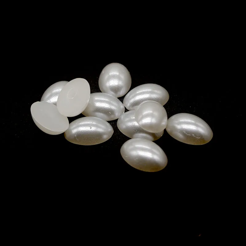 100pcs/lot 14*10mm White Oval Shape Scrapbook Simulated Pearl Beads Sewing Buttons DIY Material Findings BD0029 | Дом и сад