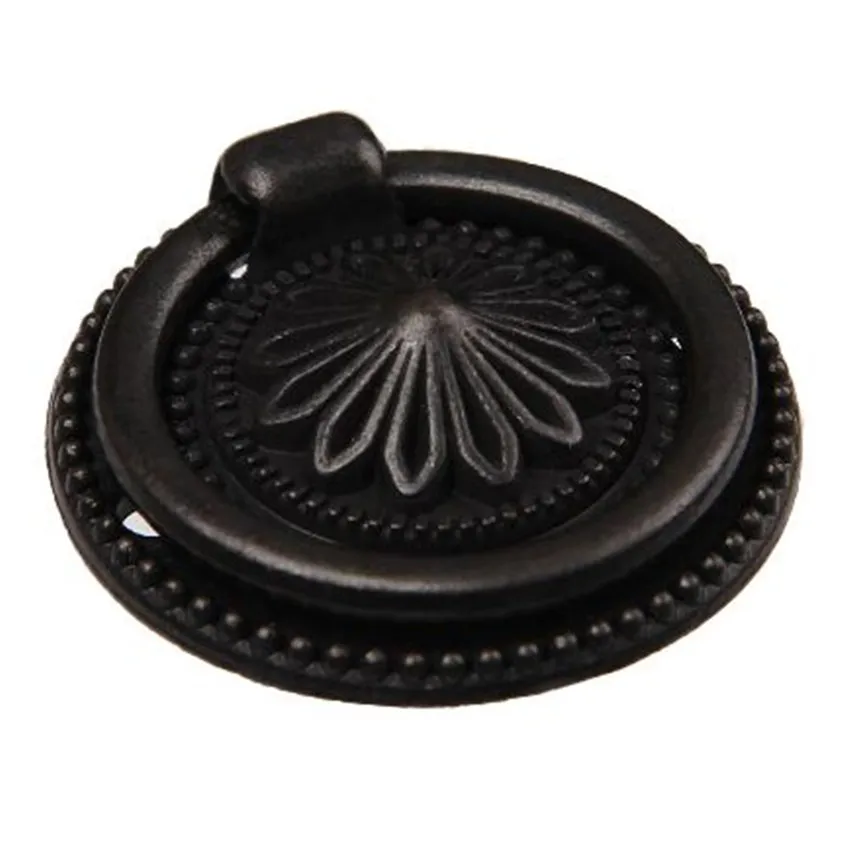37mm rustico distress vintage shaky drop rings furniture knobs black