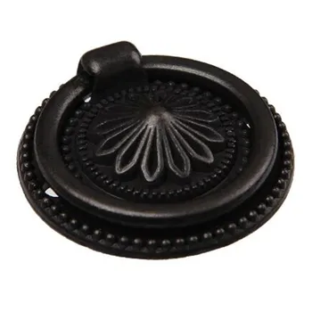 

37mm rustico distress vintage shaky drop rings furniture knobs black drawer cabinet knobs pulls antique black dresser door pulls