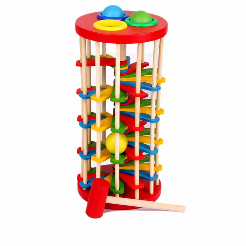 Игрушки Монтессори Обучающие деревянные игрушки для детей раннего обучения гусеница кушает рулон Деревянная башня с удар молотком игры