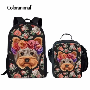 

Coloranimal Set Bady School Bags Cute Pet Dog Print Children Mochilas Infant Floral Yorkie Backpack Men Kids Schoolbags Satchel