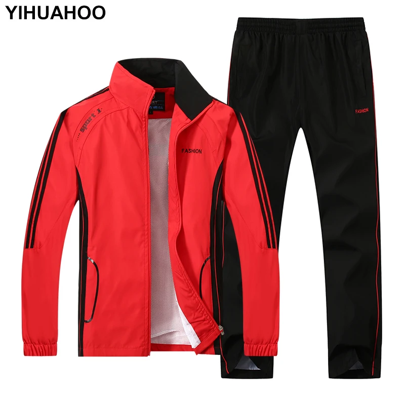 

YIHUAHOO Plus Size 4XL 5XL Spring Autumn Tracksuit Men Two Piece Clothing Sets Casual Track Suit Sportswear Sweatsuits YB-T268