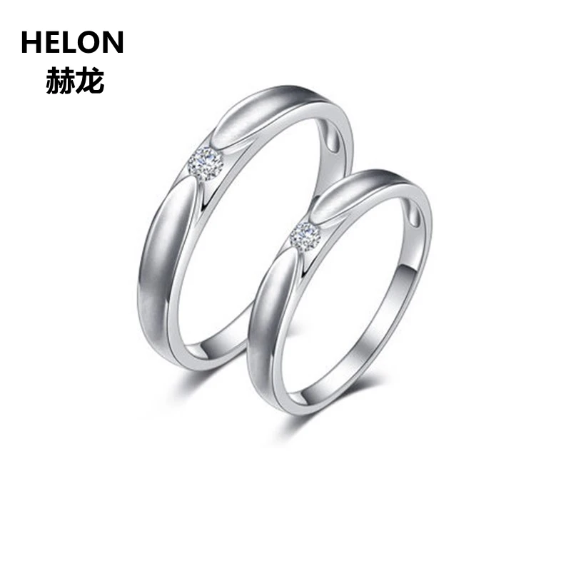 

Solid 14k White Gold Natural Diamonds Engagement Ring Women Men Couple Rings Lovers' Anniversary Wedding Band Fine Jewelry